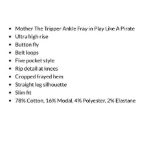 Mother the Tripper Ankle Fray Jeans "Play Like a Pirate" Size 24 - Picture 3 of 10